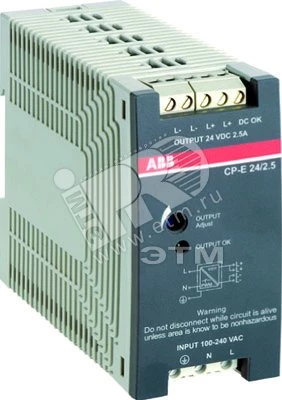 Блок питания CP-E 24/1,25 (регулир, вых, напряж) 90-265В AC / 120-370В DC, выход 24В DC /1,25A