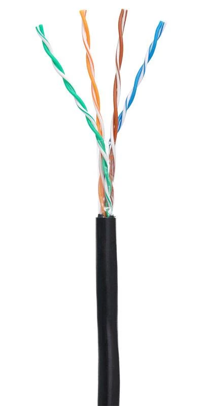 Кабель NETLAN U/UTP 4 пары, Кат.5e (Класс D), 100МГц, одножильный, BC (чистая медь), внешний, PE до -40C, черный, 305м