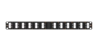 Коммутационная панель NIKOMAX 19", 1U, 24 угловых порта, Кат.6 (Класс E), 250МГц, RJ45/8P8C, 110/KRONE, T568A/B, неэкранированная, с органайзером, черная - гарантия: 5 лет расширенная / 25 лет системная