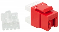 Модуль Keystone, RJ45, кат.5E, UTP, 180 градусов, со встроенной шторкой, красный