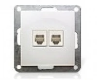 Розетка компьютерная  2хRJ-45 кат. 6 с накладкой (белый) Vintage