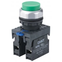 Кнопка управления NP8-11BND/3 с подсветкой , зелёная , 1НО+1НЗ, АС110В-230В(LED) IP65 (R)(CHINT)