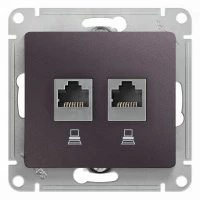 Двойная компьютерная розетка GLOSSA RJ45+RJ45, кат.5E, механизм, сиреневый туман