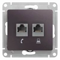 Двойная компьютерная розетка GLOSSA RJ11+RJ45, кат.5E,механизм, сиреневый туман