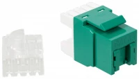 Модуль Keystone, RJ45, кат.5E, UTP, 180 градусов, со встроенной шторкой, зеленый