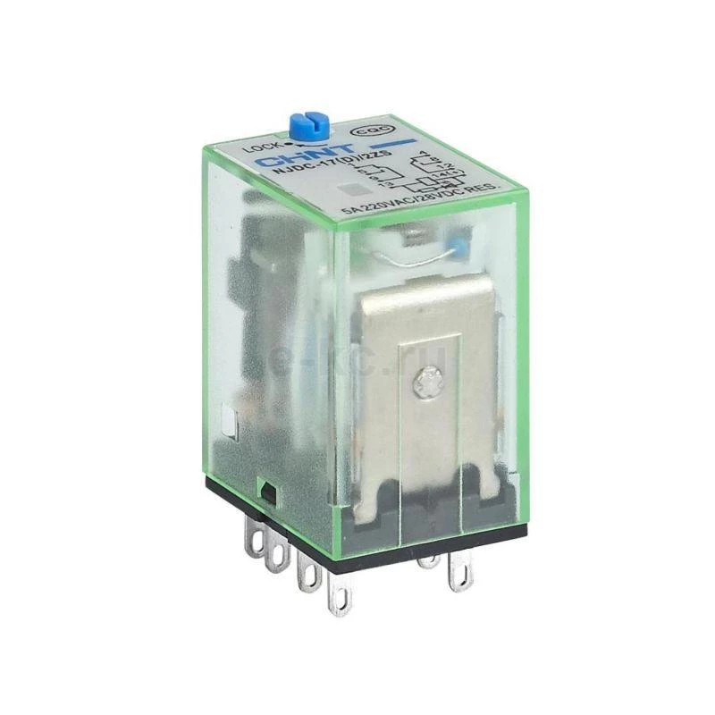 Промежуточное реле с кнопкой тестирования NJDC-17(D)/4ZS 4 конт. с инд. LED 3А AC220В (R)(CHINT)