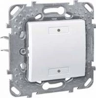 Выключатель скрытого монтажа двухкнопочный с индикатором LED, белый