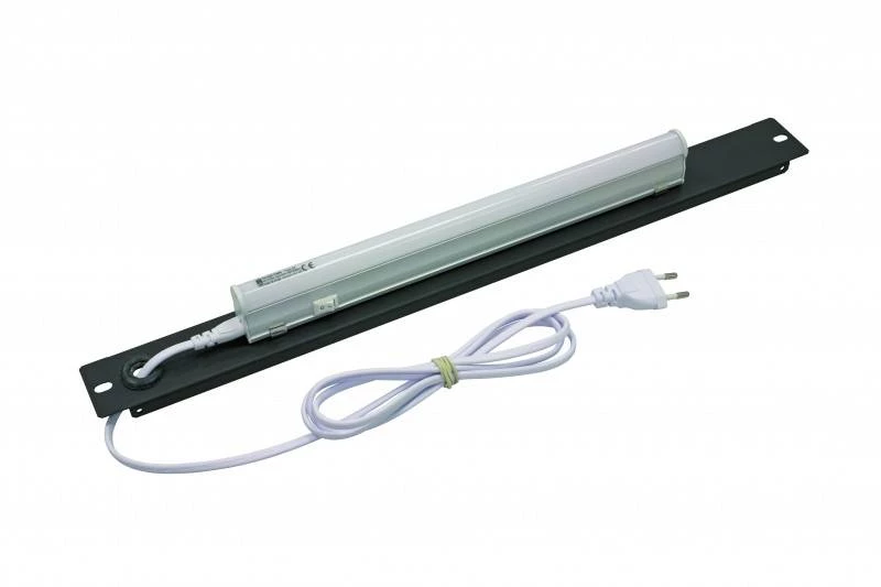 Комплект освещения 19" со светодиодной лампой (LED 230В, 5Вт) с выключателем, в комплекте шина для установ., кабель подключения 42856 м, крепеж, 1U, черный (RAL 9005) (замена WZ-3477-11-00-161 / WZ-3074-64-00-161/WN-0208-05-01-161)