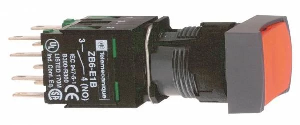 КНОПКА 16ММ КРАСНАЯ С ВОЗВРАТОМ КВАДРАТНАЯ XB6DA45B