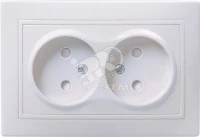 РСш12-2-ККм Розетка 2местн. без з/к с защ.штор. 10А КВАРТА (кремовый)