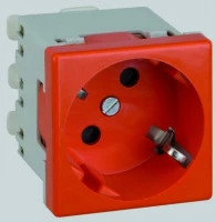Розетка 2к+З с защитными шторками (45х45) , красная (45132 SVM) 