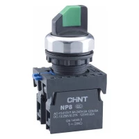 Переключатель с подсветкой NP8-11XD/216, 2 положения с фиксацией, 1НО+1НЗ синяя AC110В-230В(LED) IP6