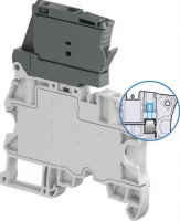 Клемма ZS4-SF-T2 держ,пл,предохр, 5х20мм, 2 тестовых гнезда DIA2