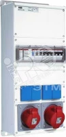 Бокс M32/2JFB CTFL с розеткамии фланцами в сборе, металл, IP44