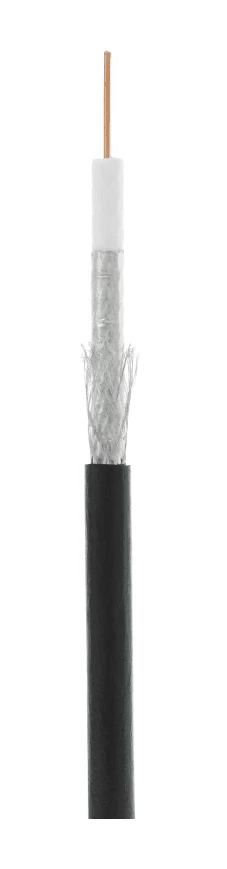 Кабель NETLAN коаксиальный, RG-6 (75 Ом), одножильный, CCS (омедненная сталь), внешний, PE до -40C, черный, 305м