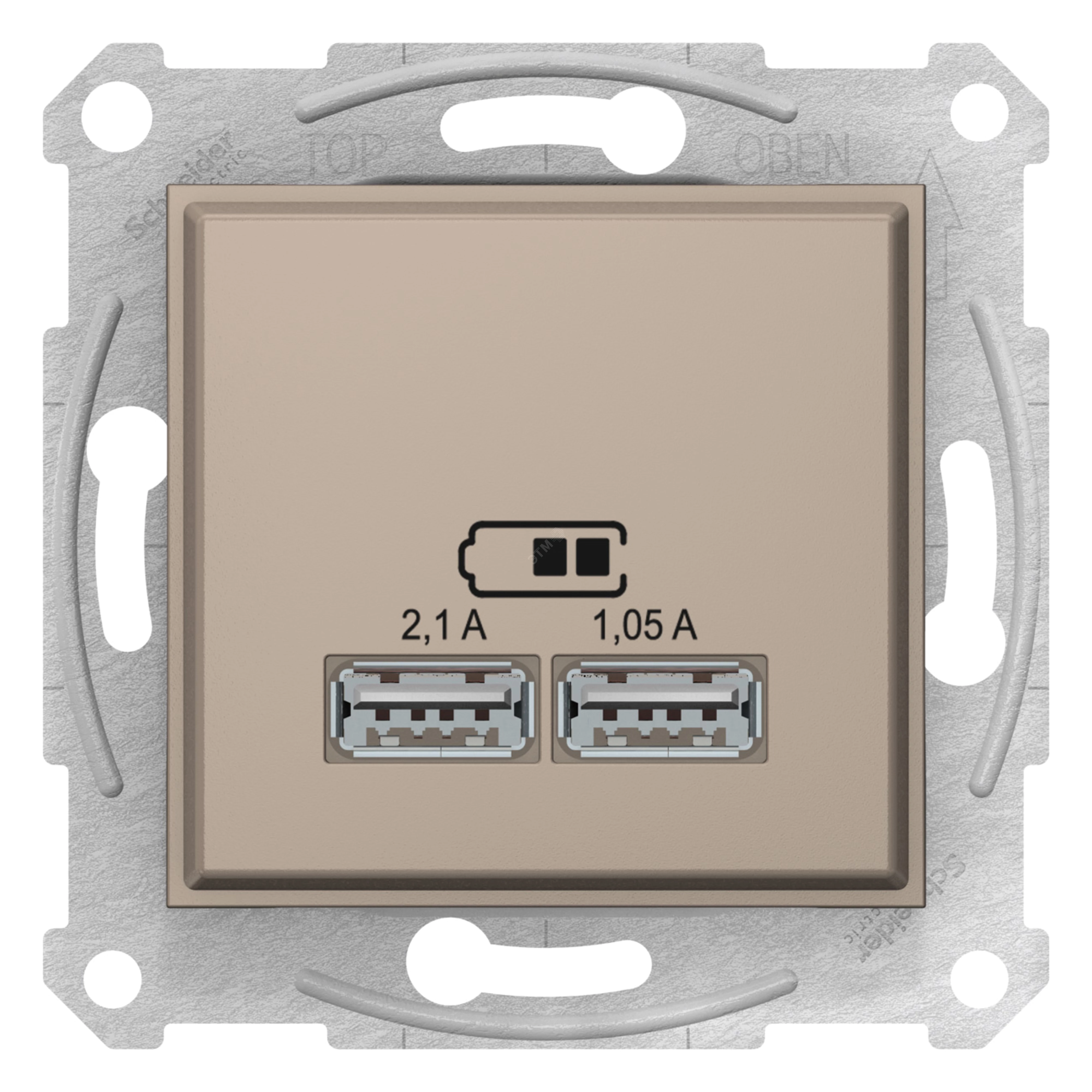 SEDNA, USB МЕХАНИЗМ зарядного устройства 2,1А (2x1,05А), ТИТАН