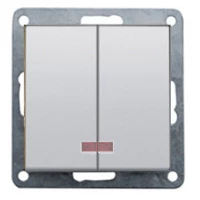 Выключатель 2-кл., с индикаторами (схема 5L) 16 A, 250 B (белый) FLAT