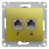 Двойная компьютерная розетка GLOSSA RJ11+RJ45, кат.5E,механизм, фисташковый
