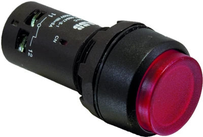 Кнопка с подсветкой CP4-11R-01 красная 24В AC/DC с выступающей клавишей с фиксацией 1НЗ