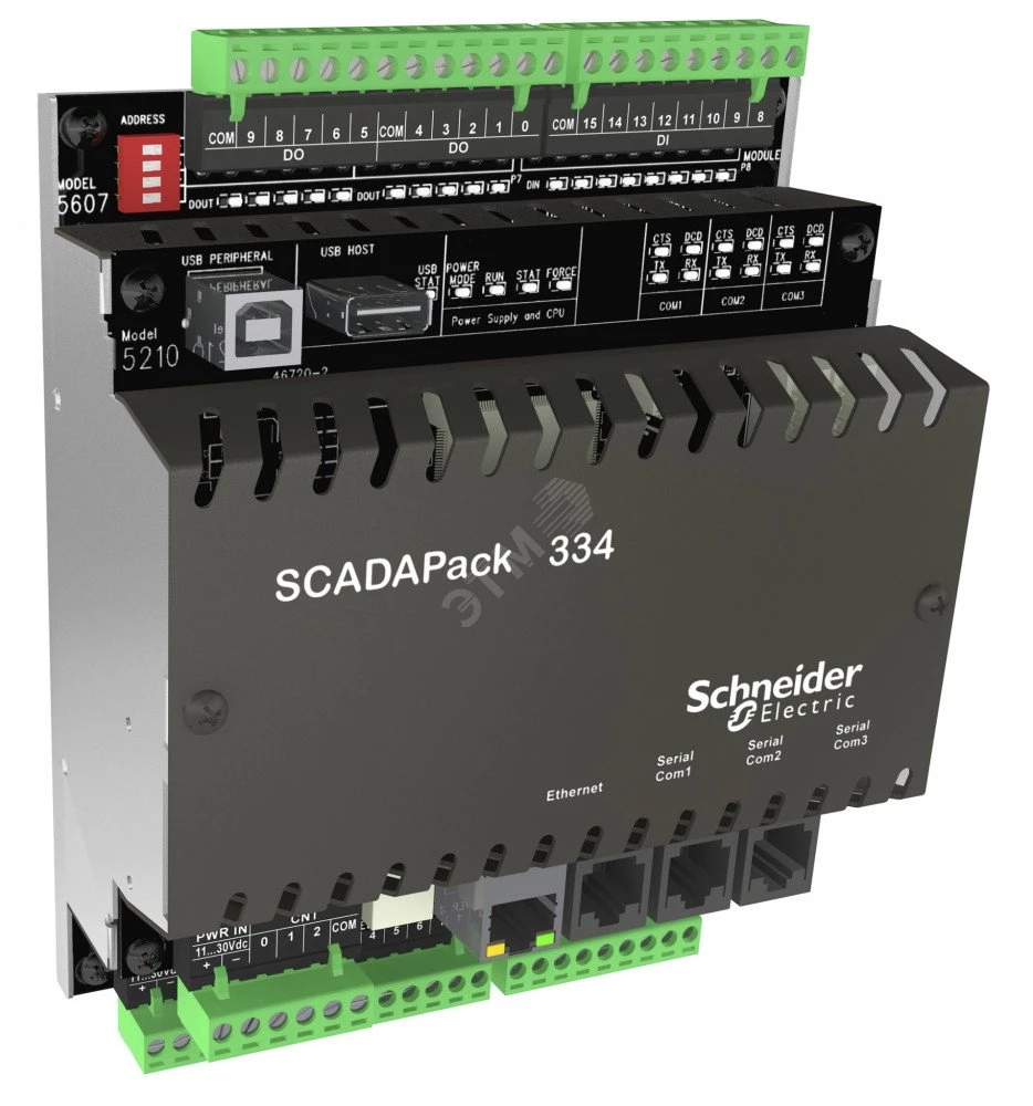 SCADAPack 334 RTU,2 потока,IEC61131,24В,реле,2 A/O