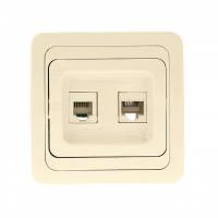 Компьютерная розетка EKF PROxima RJ-45+Phone бежевая Лондон 