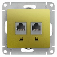 Двойная компьютерная розетка GLOSSA RJ45+RJ45, кат.5E, механизм, фисташковый