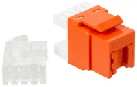 Модуль Keystone, RJ45, кат.5E, UTP, 180 градусов, со встроенной шторкой, оранжевый