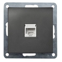 Розетка компьютерная RJ-45 кат.5е с накладкой (черный бархат) FLAT