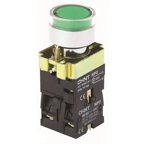 Кнопка управления NP2-BW3361 1НО  зеленая   AC/DC230В(LED) IP40  (CHINT)