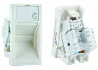 Розеточный модуль Mosaic угловой, категории 5e, UTP, 1xRJ45, T568A/B, белый, 22.5x45.0 мм