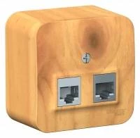 Розетка двойная компьютерная BLANCA О/У RJ45, кат.5E + телеф. RJ11, ИЗОЛ.ПЛ., ясень