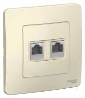 Двойная компьютерная розетка BLANCA RJ45, кат.5E + телефон. RJ11, молочный