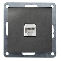 Розетка компьютерная RJ-45 кат.5е с накладкой (черный бархат) FLAT
