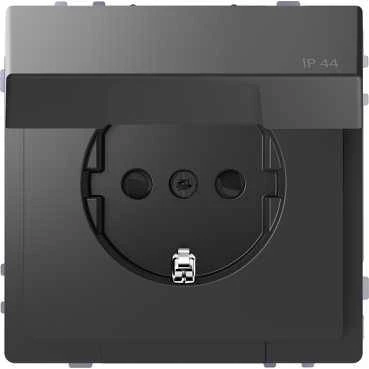 D-Life РОЗЕТКА 16А с з/к и крышкой IP44, АНТРАЦИТ , SD