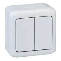 Перекл 10A 2клав IP44 БЕЛ