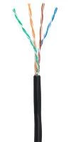 Кабель NETLAN U/UTP 4 пары, Кат.5e (Класс D), 100МГц, одножильный, BC (чистая медь), внешний, PE до -40C, черный, 100м