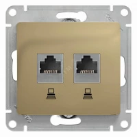 Двойная компьютерная розетка GLOSSA RJ45+RJ45, кат.5E, механизм, титан