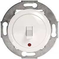 Переключатель 1-рычажковый, на 2 направления, c индикатором (схема 6L) 10 A, 250 B (белый) Vintage