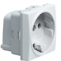 Розетка 2к+З с защитными шторками (45х45), алюминий (45132 SAL)