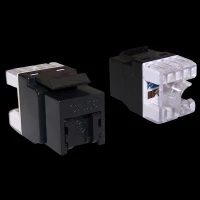 Модуль Keystone, RJ45, кат.6, UTP, 180 градусов, со встроенной шторкой, черный