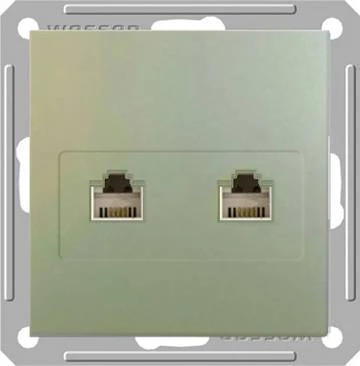 W59 РОЗЕТКА двойная телефонная RJ11, 160В, 1А, механизм, ШАМПАНЬ