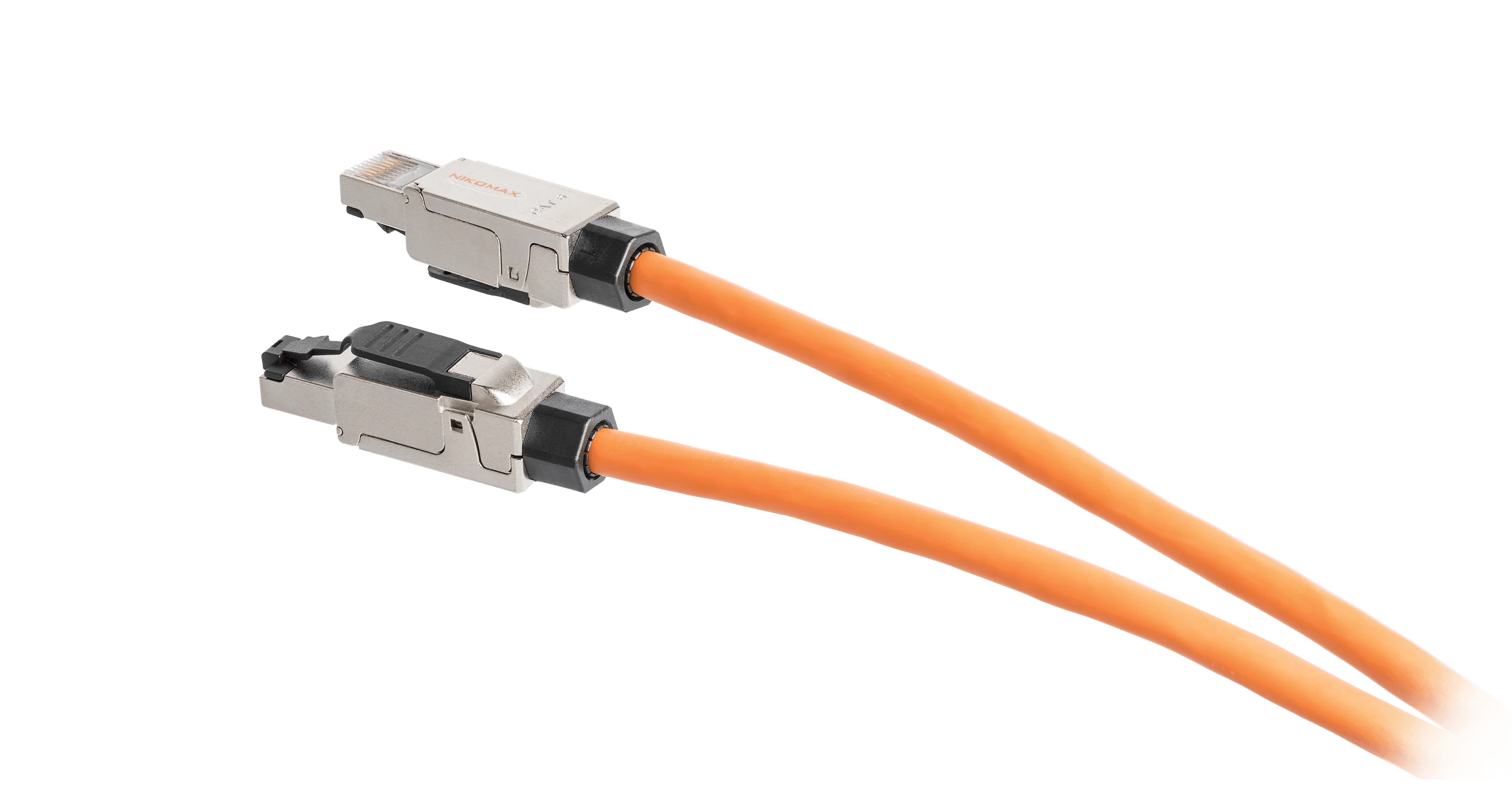 Коннектор NIKOMAX RJ45/8P8C под витую пару, Кат.6 (Класс E), 250МГц, покрытие 50мкд, универсальные ножи, T568B, самозажимной, полный экран, металлик