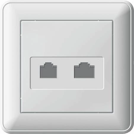 Двойная компьютерная розетка W59 RJ11+RJ45, 160В, 1А, кат.5E, в сборе, слоновая кость 