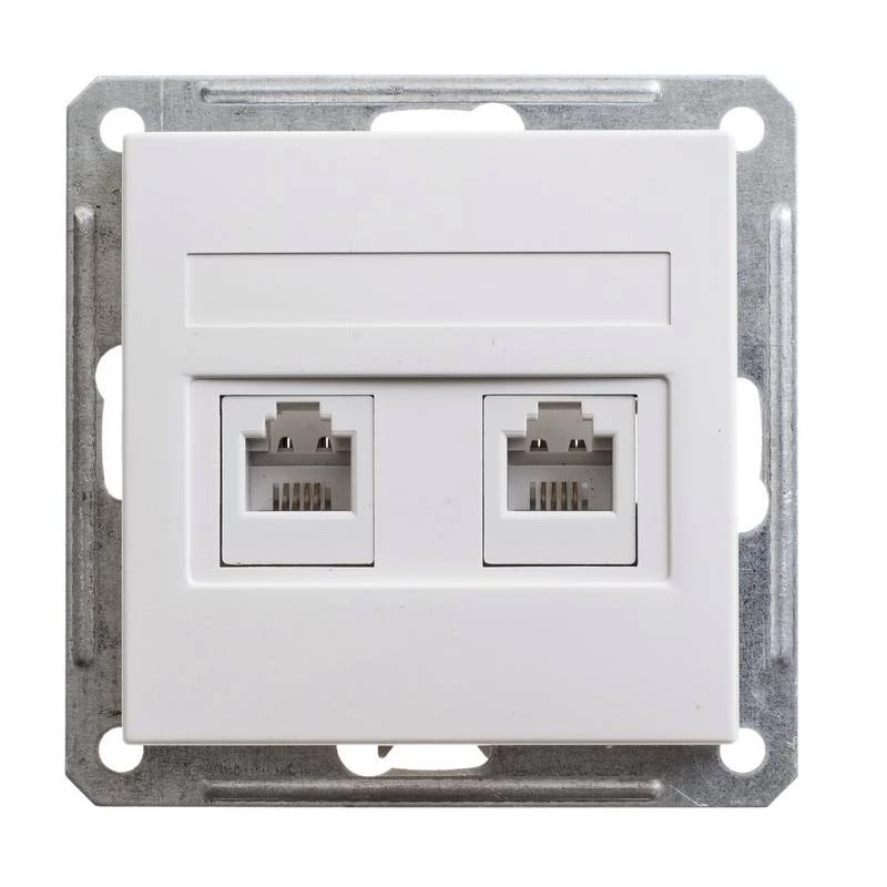 W59 РОЗЕТКА двойная телефонная RJ11, 160В, 1А, механизм, БЕЛЫЙ