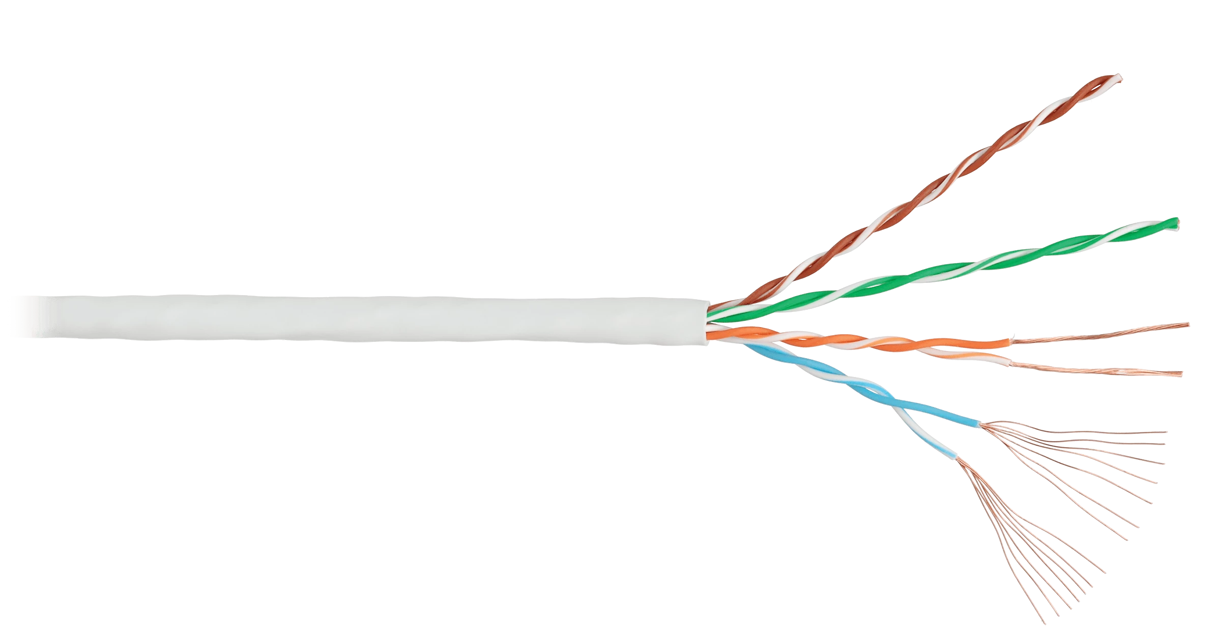 Кабель NIKOLAN U/UTP 4 пары, Кат.5e (Класс D), 100МГц, многожильный, BC (чистая медь), 24AWG (7х0,192мм), внутренний, PVC нг(А), светло-серый, 305м - гарантия: 1 год